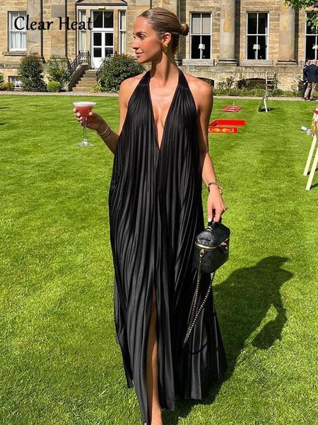 basic casual dresses backless pleated split halter maxi woman v neck sleeveless robe summer lady elegant club party dress vestido 230706, Black;gray
basic casual dresses backless pleated split halter maxi woman v neck sleeveless robe summer lady elegant club party dress vestido 230706, Black;gray