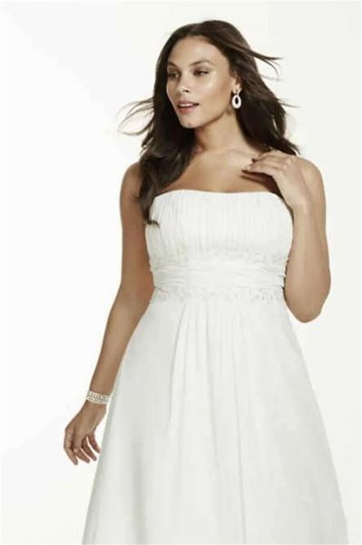 strapless chiffon empire waist plus size wedding dress applique lace beading bridal gowns customized made as-552, White
strapless chiffon empire waist plus size wedding dress applique lace beading bridal gowns customized made as-552, White