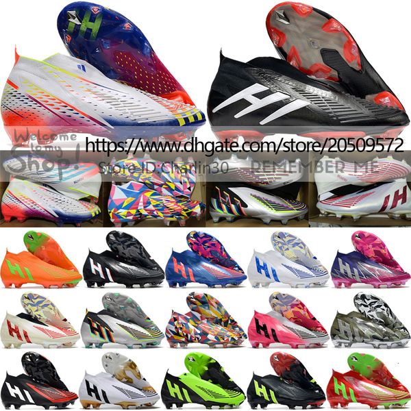 send with bag quality football boots predator edge fg laceless high socks soccer cleats for mens soft leather comfortable training football, Black
send with bag quality football boots predator edge fg laceless high socks soccer cleats for mens soft leather comfortable training football, Black
