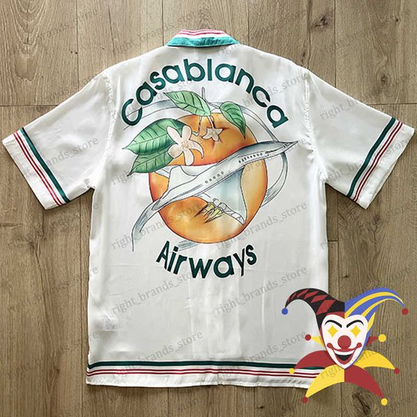 men's casual shirts 2023ss casablanca silk shirt men women orange print tees t230707, White;black
men's casual shirts 2023ss casablanca silk shirt men women orange print tees t230707, White;black
