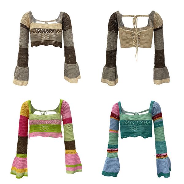 women's tanks camis xingqing 2000s stripe sweater crop vintage aesthetic women flared long sleeve knitted t shirt grunge fairy core clo, White
women's tanks camis xingqing 2000s stripe sweater crop vintage aesthetic women flared long sleeve knitted t shirt grunge fairy core clo, White