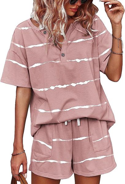 womens 2 piece short sleeve sweatsuit sets v neck pullover and shorts stripes outfits tracksuits, Gray
womens 2 piece short sleeve sweatsuit sets v neck pullover and shorts stripes outfits tracksuits, Gray