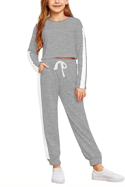 girls active jogger sets 2 piece striped tracksuit crop and sweatpants outfits sweatsuits, White
girls active jogger sets 2 piece striped tracksuit crop and sweatpants outfits sweatsuits, White
