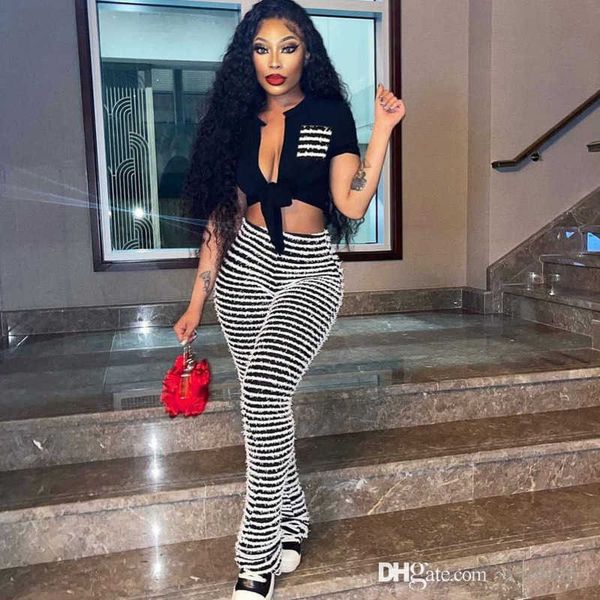 designer womens tracksuits summer striped pants short sleeve crop t-shirt outfits ladies 2 piece matching set, Gray
designer womens tracksuits summer striped pants short sleeve crop t-shirt outfits ladies 2 piece matching set, Gray