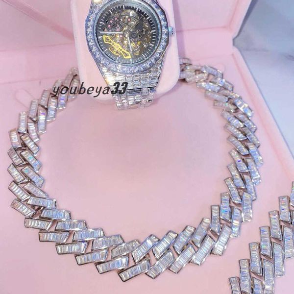 luxury 18mm baguette cuban link chan necklace iced out bracelets 14k white gold icy cubic zirconia hiphop jewelry, Silver
luxury 18mm baguette cuban link chan necklace iced out bracelets 14k white gold icy cubic zirconia hiphop jewelry, Silver