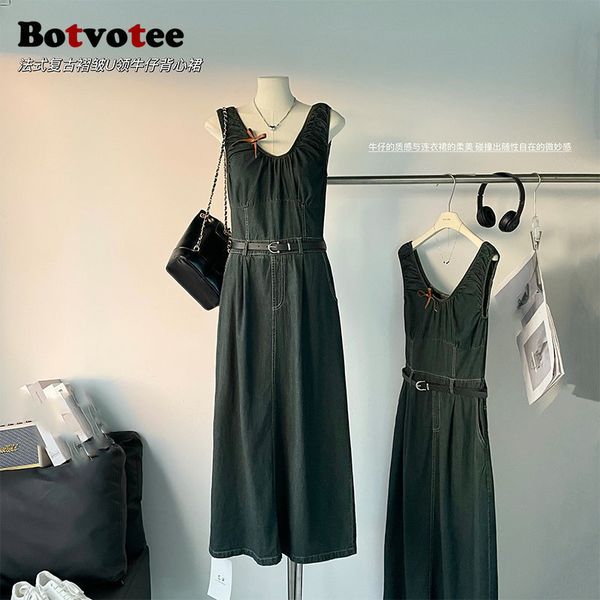 basic casual dresses botvotee denim midi dress for women summer fashion sleeveless chic vintage high waisted solid folds 230706, Black;gray
basic casual dresses botvotee denim midi dress for women summer fashion sleeveless chic vintage high waisted solid folds 230706, Black;gray
