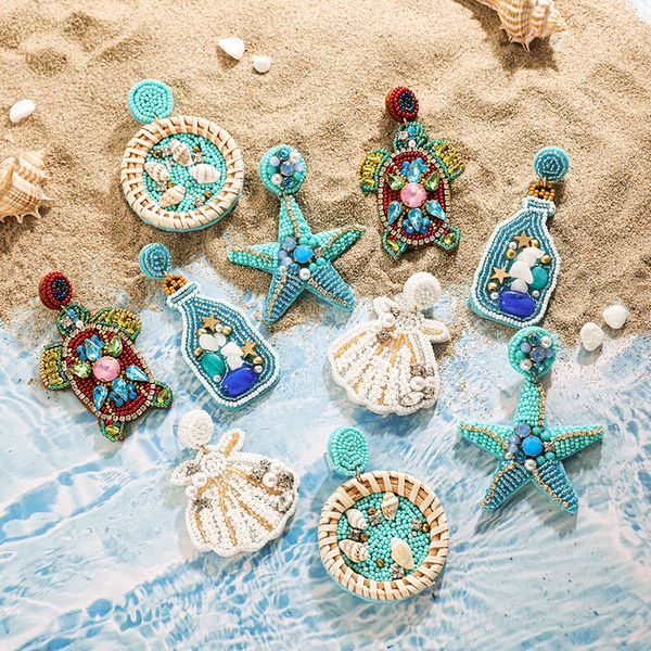 stud bohemia handmade beaded stone shell turtle dangle earrings for women girls starfish earrings summer beach jewelry 230706, Golden;silver
stud bohemia handmade beaded stone shell turtle dangle earrings for women girls starfish earrings summer beach jewelry 230706, Golden;silver