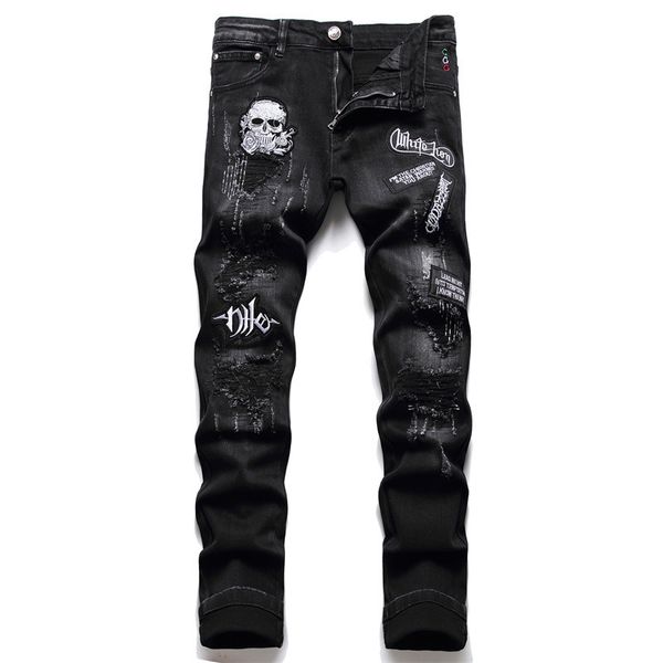 designer mens jeans high street vintage classics america jeans for men hippop oversize embroidery ripped fashion skull hole streetwear skinn, Blue
designer mens jeans high street vintage classics america jeans for men hippop oversize embroidery ripped fashion skull hole streetwear skinn, Blue
