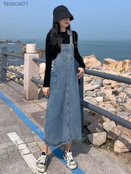 women denim straps dress spring summer sleeveless straight loose mid length jean suspender dresses female vestidos l230621, Black;gray
women denim straps dress spring summer sleeveless straight loose mid length jean suspender dresses female vestidos l230621, Black;gray