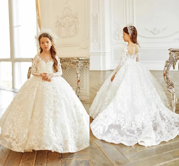 floral lace appliques ball gown flower girl dresses with long sleeves buttons sheer neck formal pageant gowns for little girls kids first co, White;blue
floral lace appliques ball gown flower girl dresses with long sleeves buttons sheer neck formal pageant gowns for little girls kids first co, White;blue
