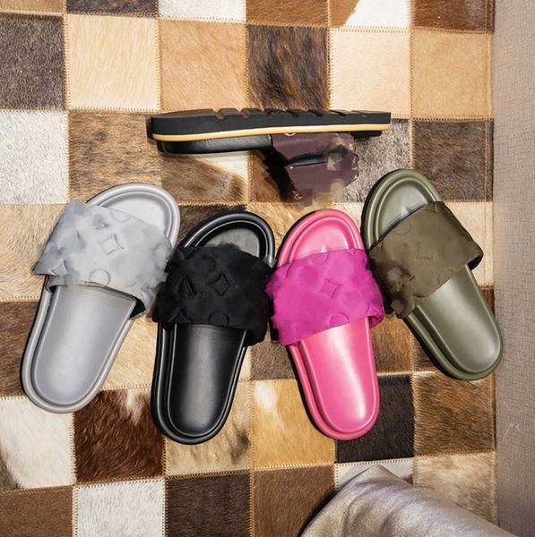 2023 women slippers embossed flower monograms scuff flat sandals pool pillow mules sunset padded front strap hook&loop fashionable easy-to-w, Black
2023 women slippers embossed flower monograms scuff flat sandals pool pillow mules sunset padded front strap hook&loop fashionable easy-to-w, Black