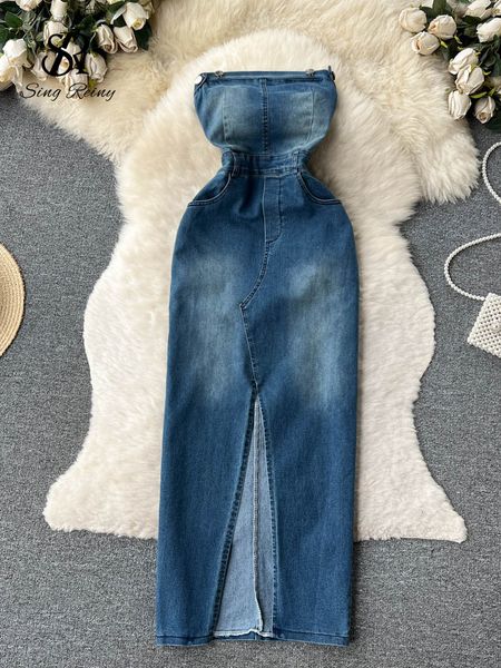 basic casual dresses singreiny 2023 strapless denim dres off the shoulder slim split long korean streetwear retro bodycon 230707, Black;gray
basic casual dresses singreiny 2023 strapless denim dres off the shoulder slim split long korean streetwear retro bodycon 230707, Black;gray