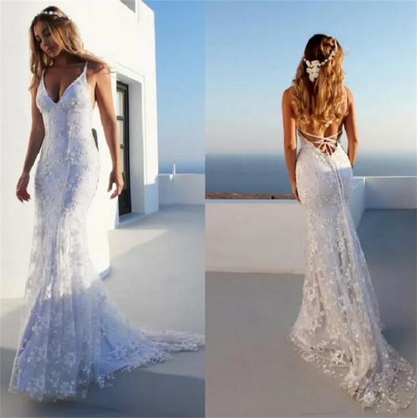 casual dresses deep v-neck mermaid wedding dress boho sleeveless lace appliques bridal gown backless zipper tulle train vestido de noiv dr-2, White
casual dresses deep v-neck mermaid wedding dress boho sleeveless lace appliques bridal gown backless zipper tulle train vestido de noiv dr-2, White