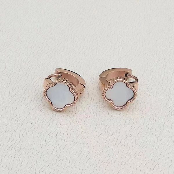designer earrings 4/four leaf clover charm stud earrings18k gold plated agate for women&girls valentine's mother's day wedding jew, Golden;silver