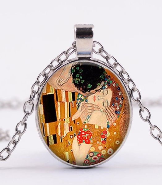 the kiss by gustav klimt neckalce kisses abstract art painting vintage gem pendant necklaces romantic valentines day gift5787505, Silver
the kiss by gustav klimt neckalce kisses abstract art painting vintage gem pendant necklaces romantic valentines day gift5787505, Silver