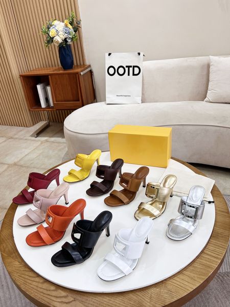 luxury women sandal slipper slide high heels women's f-baguette stiletto slipper calfskin nappa leather mules slide sculptural metal bu, Black
luxury women sandal slipper slide high heels women's f-baguette stiletto slipper calfskin nappa leather mules slide sculptural metal bu, Black