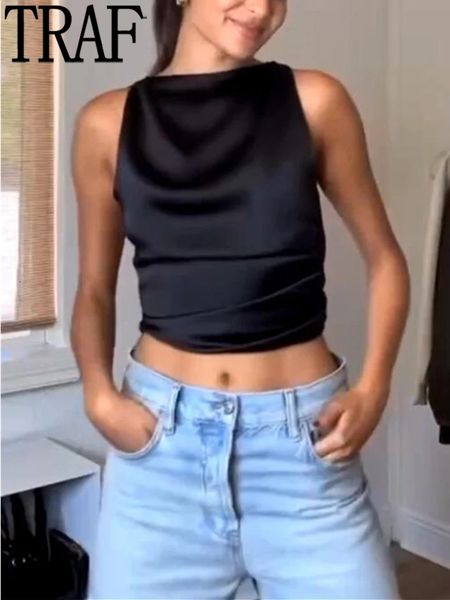 women's tanks camis traf black crop women satin backless female y2k streetwear woman fashion tied sleeveless tank for women 230706, White
women's tanks camis traf black crop women satin backless female y2k streetwear woman fashion tied sleeveless tank for women 230706, White