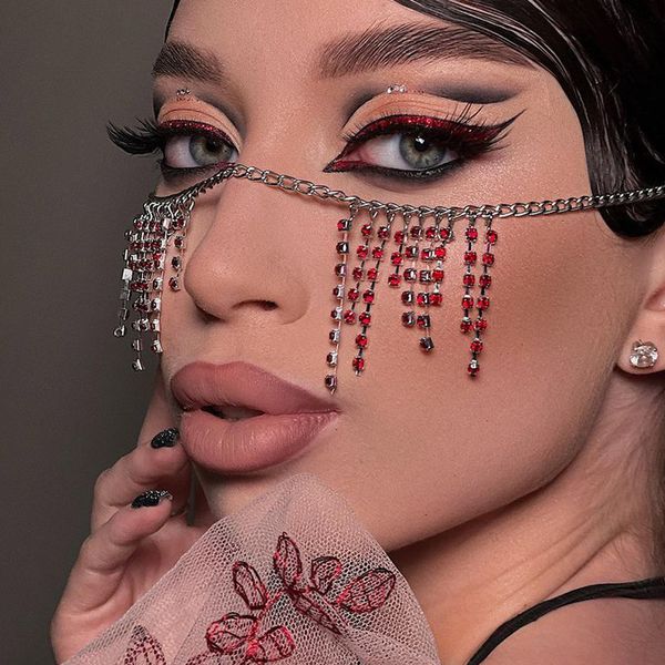 eye frame face accessories red vintage fringe glasses chain delicate luxury face accessories chain designer jewelry, Silver 
eye frame face accessories red vintage fringe glasses chain delicate luxury face accessories chain designer jewelry, Silver