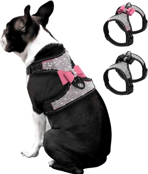 Rhinestone Dog Harness - Reflective Bling Nylon Dog Vest with Sparkly Bow Tie for Medium Large Dogs Walking Party and Wedding,Pink,S
Rhinestone Dog Harness - Reflective Bling Nylon Dog Vest with Sparkly Bow Tie for Medium Large Dogs Walking Party and Wedding,Pink,S