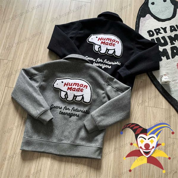 men's jackets oversized human made embroidered woolen baseball jacket men women 1 1 polar bear coat t230707, Black;brown
men's jackets oversized human made embroidered woolen baseball jacket men women 1 1 polar bear coat t230707, Black;brown