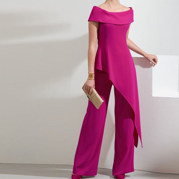 fuchsia off the shoulder mother of the bride suits 2 pieces chiffon outfit for wedding asymmetrical hem womens pants suit, Black;red
fuchsia off the shoulder mother of the bride suits 2 pieces chiffon outfit for wedding asymmetrical hem womens pants suit, Black;red