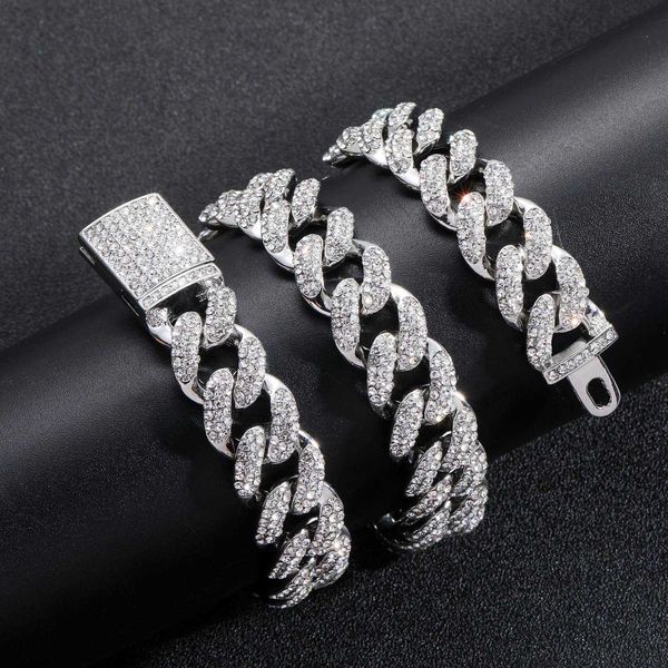 gzw jewelry new necklace hip hop 15mm three row diamond cuban chain full personality trendsetter men's collar rose gold iced out collie, Silver
gzw jewelry new necklace hip hop 15mm three row diamond cuban chain full personality trendsetter men's collar rose gold iced out collie, Silver