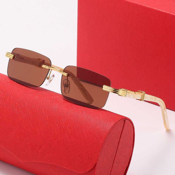 

Fashion carti top sunglasses Fashionable new Sunglasses Women card home frameless square plate spring leg men's fashion glasses with original box