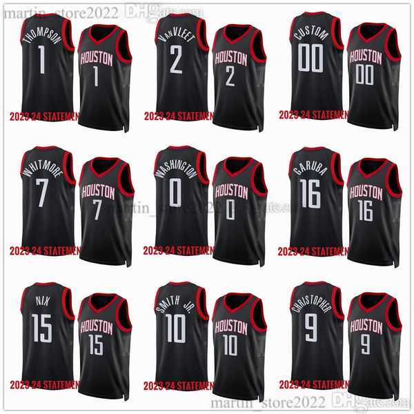 2023-24 statement basketball jerseys 5 fred vanvleet 1 amen thompson 7 cam whitmore jalen 4 green alperen sengun jabari smith jr. kevin port, Black;red
2023-24 statement basketball jerseys 5 fred vanvleet 1 amen thompson 7 cam whitmore jalen 4 green alperen sengun jabari smith jr. kevin port, Black;red