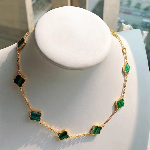 

new designer necklace jewelry 4 leaf clover pendant necklaces bracelet stud earring gold silver mother of pearl green flower necklace link c