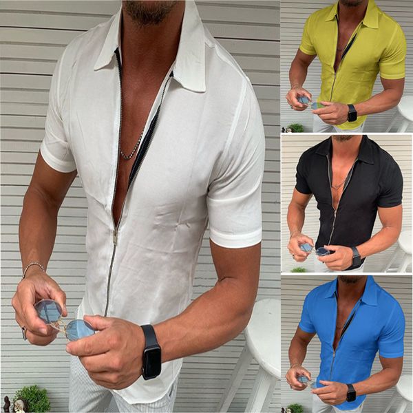 men's t-shirts foreign trade 2023 summer cross-border men's solid color zipper short sleeve shirt slim men's casual lapel car, White;black
men's t-shirts foreign trade 2023 summer cross-border men's solid color zipper short sleeve shirt slim men's casual lapel car, White;black