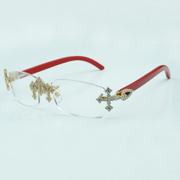 cross diamond glasses frames 3524012 with natural red wood sticks and 56mm clear lens, Silver
cross diamond glasses frames 3524012 with natural red wood sticks and 56mm clear lens, Silver