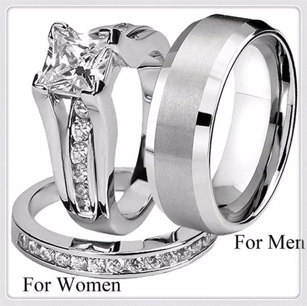 his and hers fashion 316l stainless steel titanium princess engagement wedding band ring jewelry set cne fast 1729958, Golden;silver
his and hers fashion 316l stainless steel titanium princess engagement wedding band ring jewelry set cne fast 1729958, Golden;silver