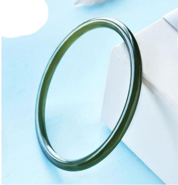 5662mm natural green agate jade bracelet01234567898544605, Black