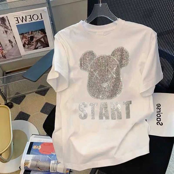 women's t-shirt summer new fashion heavy industry drilled white short sleeve t-shirt for female students korean version small and loose
women's t-shirt summer new fashion heavy industry drilled white short sleeve t-shirt for female students korean version small and loose