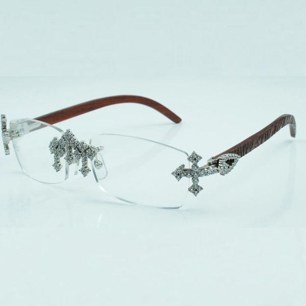 cross diamond glasses frames 3524012 with natural tiger wood sticks and 56mm clear lens, Silver
cross diamond glasses frames 3524012 with natural tiger wood sticks and 56mm clear lens, Silver
