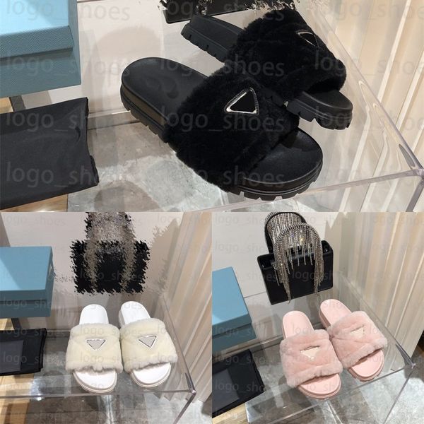 classic wool slipper brand pra designer triangle logo fluffy warm womens sandal casual home shoes foat bottom slides, Black
classic wool slipper brand pra designer triangle logo fluffy warm womens sandal casual home shoes foat bottom slides, Black