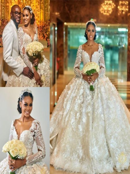 gorgeous beaded lace ball gown wedding dresses sheer plunging neck long sleeves sequined feather bridal gowns appliqued robes de m1093458, White
gorgeous beaded lace ball gown wedding dresses sheer plunging neck long sleeves sequined feather bridal gowns appliqued robes de m1093458, White