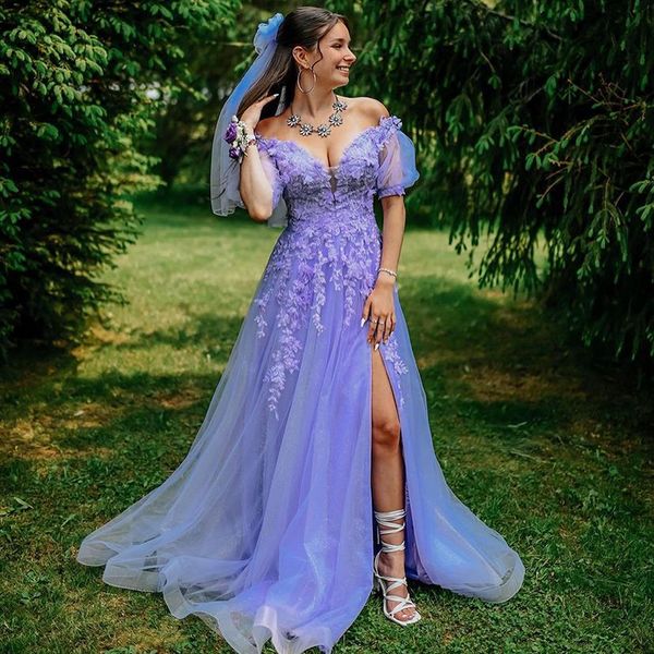 stunning puffy sleeve prom dresses with slit lace appliques a line special occaion dress off the shoulder long homecoming party gown, Black
stunning puffy sleeve prom dresses with slit lace appliques a line special occaion dress off the shoulder long homecoming party gown, Black