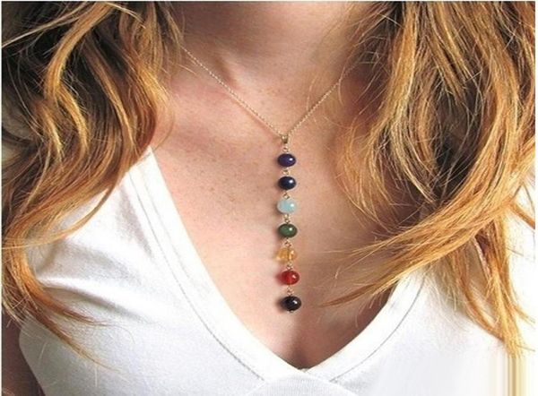 7 chakra beads pendant necklace with real stones mala yshaped chain necklaces reiki chakra healing energy beads yoga necklace9221593, Silver
7 chakra beads pendant necklace with real stones mala yshaped chain necklaces reiki chakra healing energy beads yoga necklace9221593, Silver