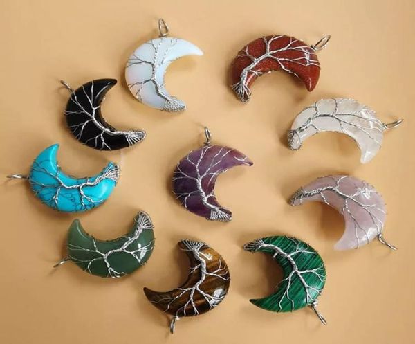 tree of life crescent moon shape pendant silvertone wire wrap natural gemstones healing crystal stone reiki women necklace9270653, Silver
tree of life crescent moon shape pendant silvertone wire wrap natural gemstones healing crystal stone reiki women necklace9270653, Silver