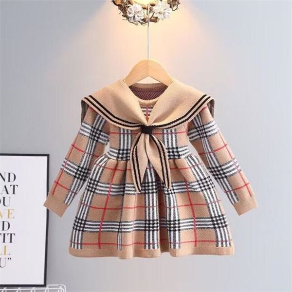 girls' dress spring and autumn new large collar navy fashion plaid knitted sweater skirt, Red;yellow
girls' dress spring and autumn new large collar navy fashion plaid knitted sweater skirt, Red;yellow