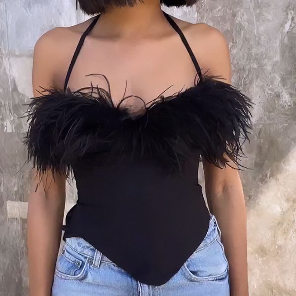 halter hanging neck hair waist black blouse 2023 european and american summer spice girls backless vest, White
halter hanging neck hair waist black blouse 2023 european and american summer spice girls backless vest, White