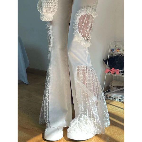 womens pants capris white highwaist trousers womens splicing mesh lace hollow flared pants irregular design wideleg straightleg 230707, Black;white
womens pants capris white highwaist trousers womens splicing mesh lace hollow flared pants irregular design wideleg straightleg 230707, Black;white