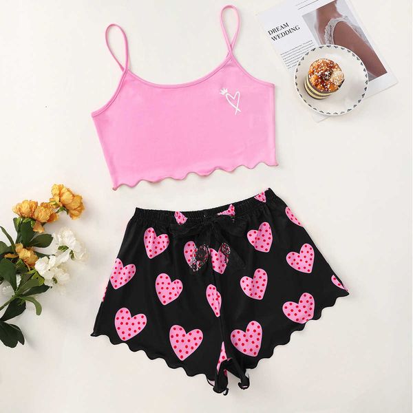 women's sleep lounge pink heart print pajamas for women pyjama sets 2 piece lace underwear summer pijama suits shorts sleepwear bowknot
women's sleep lounge pink heart print pajamas for women pyjama sets 2 piece lace underwear summer pijama suits shorts sleepwear bowknot