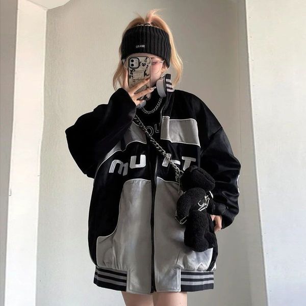 womens jackets vintage bomber women korean streetwear color block patchwork oversized varsity jacket college spring hippie zipper coat 23070, Black;brown
womens jackets vintage bomber women korean streetwear color block patchwork oversized varsity jacket college spring hippie zipper coat 23070, Black;brown