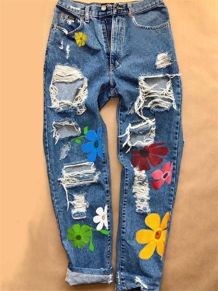 womens jeans women ripped fashion high waist flower print trousers with pockets casual style bottoms teen denim pant clothing 230707, Blue
womens jeans women ripped fashion high waist flower print trousers with pockets casual style bottoms teen denim pant clothing 230707, Blue