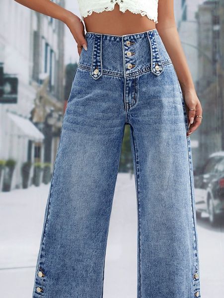 womens jeans high waist wide leg women fashion button long pants loose slimming straight trendy 230707, Blue
womens jeans high waist wide leg women fashion button long pants loose slimming straight trendy 230707, Blue