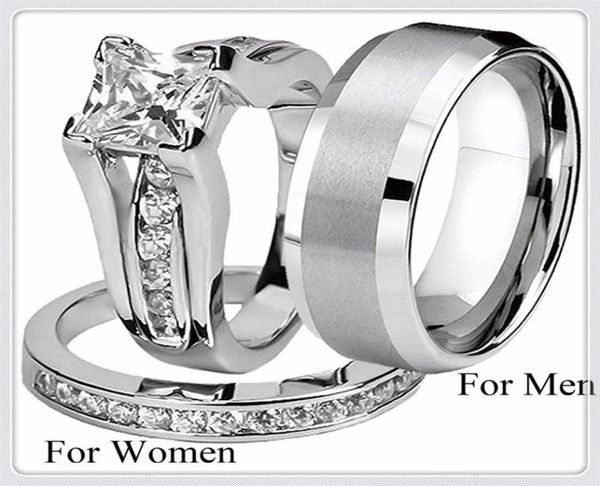 his and hers fashion 316l stainless steel titanium princess engagement wedding band ring jewelry set cne fast 2102030, Golden;silver
his and hers fashion 316l stainless steel titanium princess engagement wedding band ring jewelry set cne fast 2102030, Golden;silver
