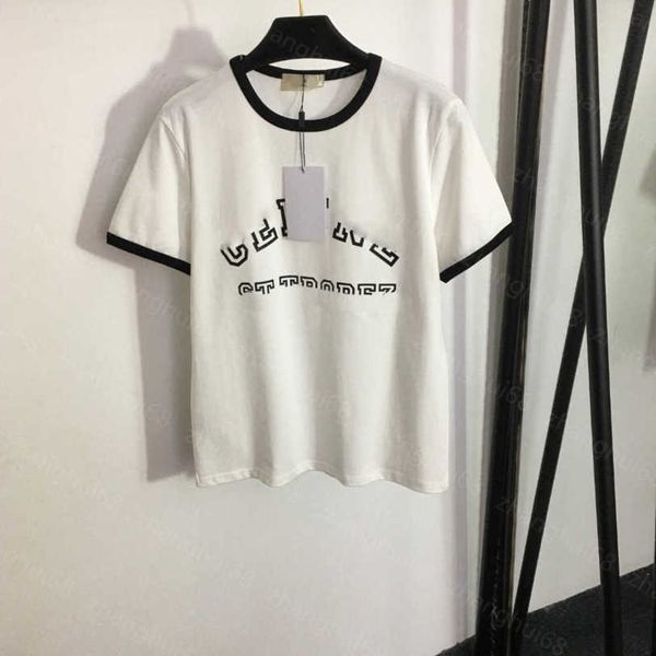 23ss womens designer clothing tee womens t-shirt round neck pure cotton logo print round neck short-sleeved t-shirt with color matching on t, White
23ss womens designer clothing tee womens t-shirt round neck pure cotton logo print round neck short-sleeved t-shirt with color matching on t, White