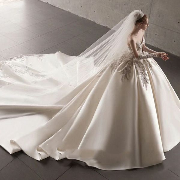 elegant wedding dresses satinq appliques strapless sequined luxury bridal ball gowns plus size vintage wedding party dress custom, White
elegant wedding dresses satinq appliques strapless sequined luxury bridal ball gowns plus size vintage wedding party dress custom, White